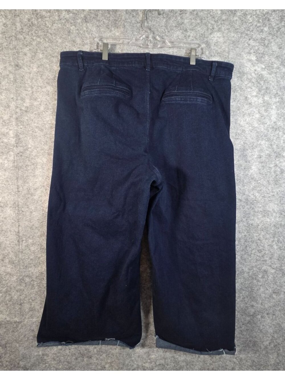 Ava & Viv Wide Leg Cropped Jeans Plus Size Raw Hem Dark Wash Denim 22 - Picture 6 of 10
